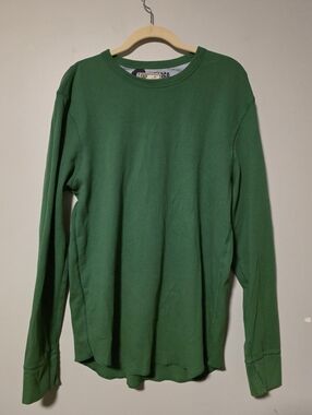Green Long-Sleeve Waffle Material